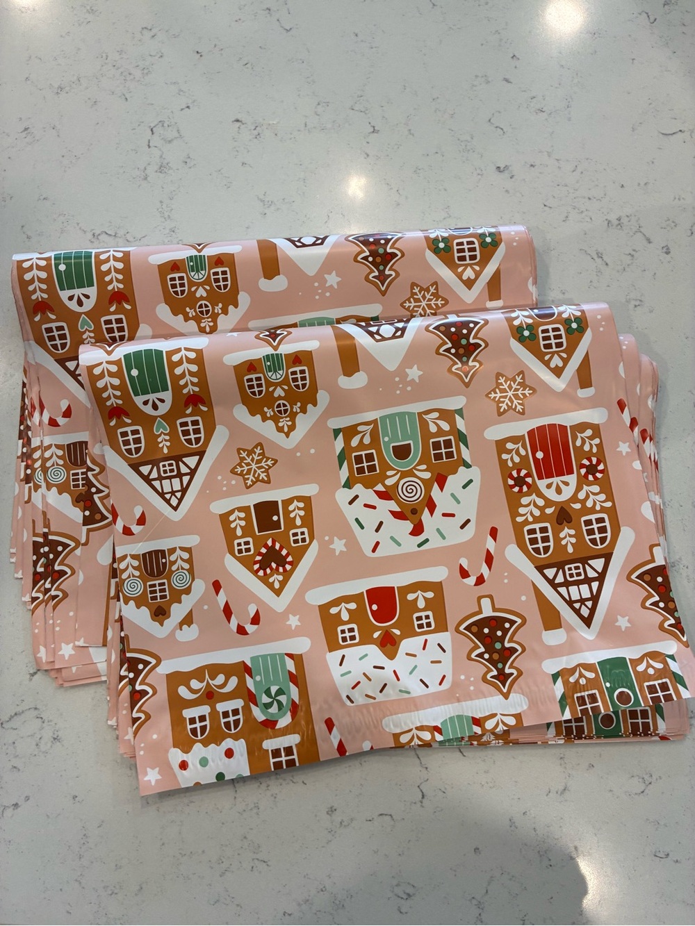 20 - Pink Gingerbread House Polymailers